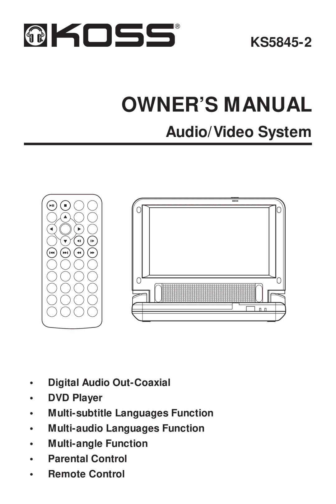 Koss KS5845-2 owner manual Audio/Video System 