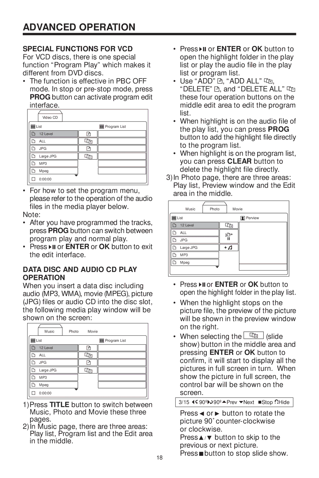 Koss KS5845-2 owner manual Data Disc and Audio CD Play Operation 