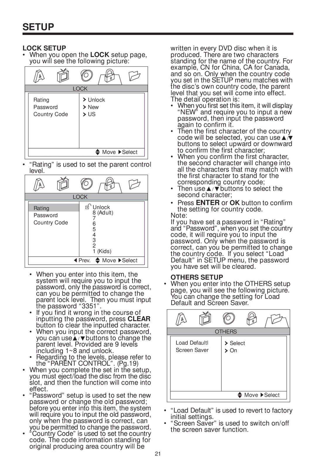 Koss KS5845-2 owner manual Lock Setup 