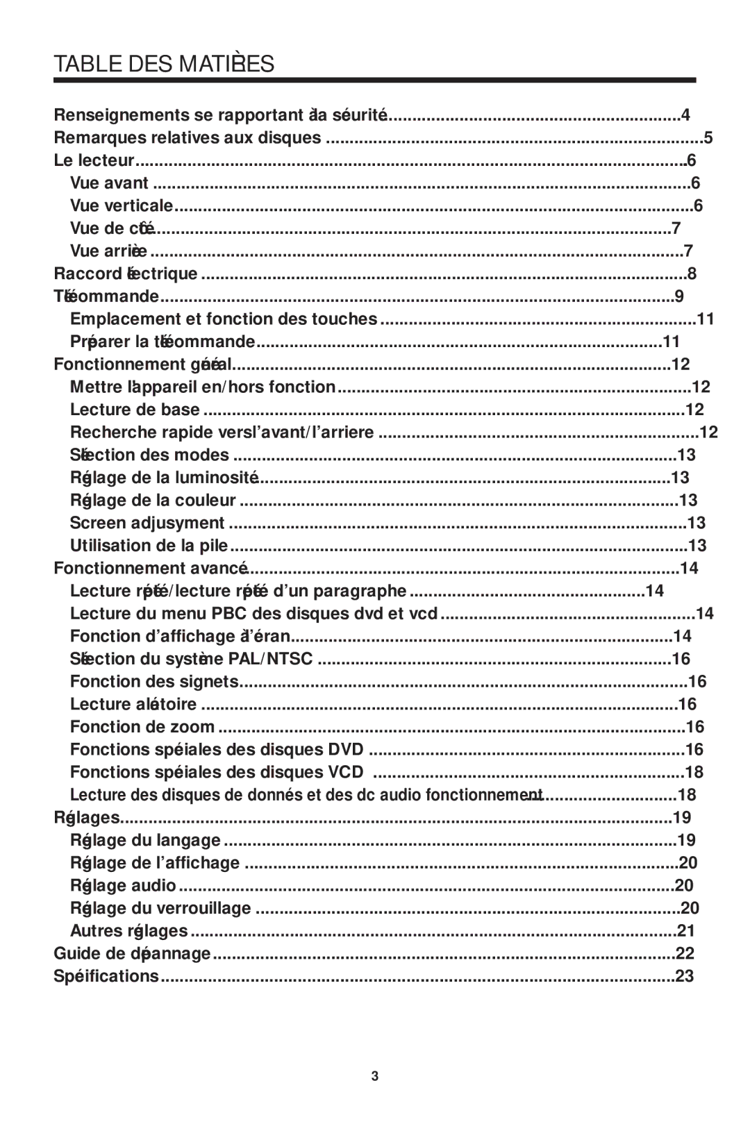 Koss KS5845-2 owner manual Table DES Matières 