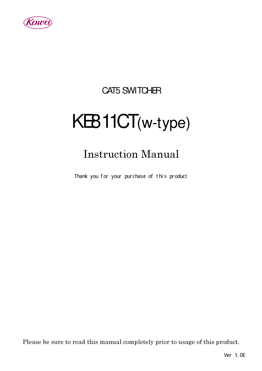 Kowa instruction manual KE811CTw-type 