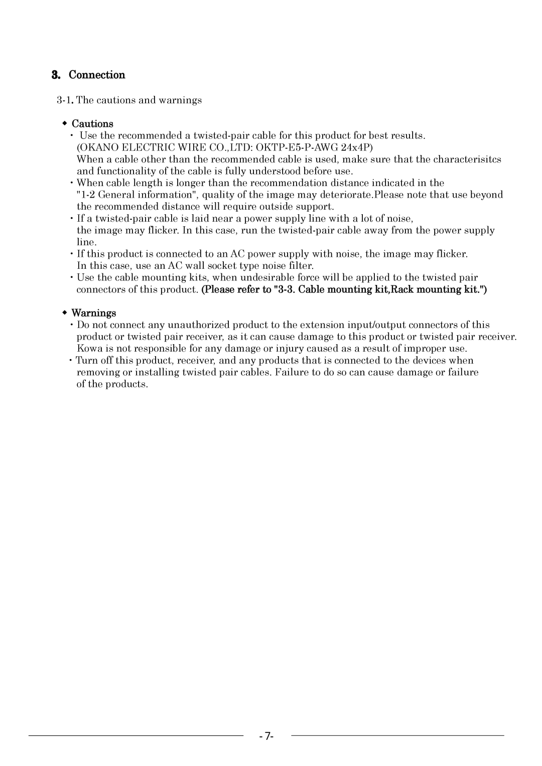 Kowa KE811CT instruction manual Connection 