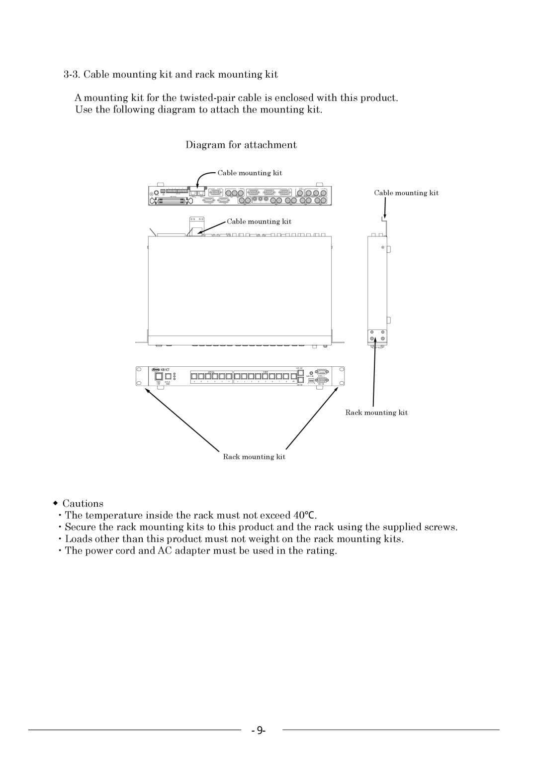 Kowa KE811CT instruction manual Cable mounting kit 