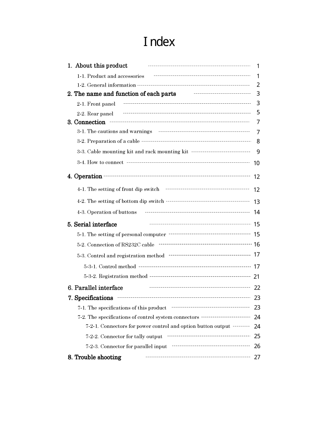 Kowa KE811CT instruction manual Index 