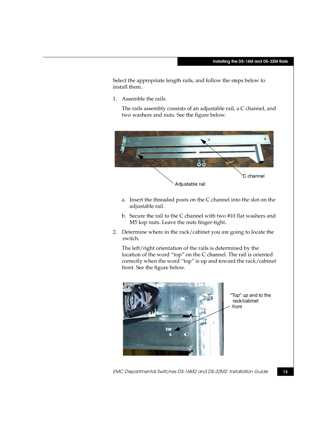 Kraftware Corporation DS-32M2, DS-16M2 installation instructions Top up and to the rack/cabinet front 