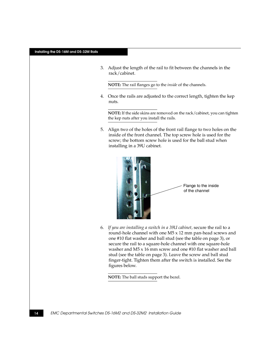 Kraftware Corporation DS-16M2, DS-32M2 installation instructions Flange to the inside of the channel 