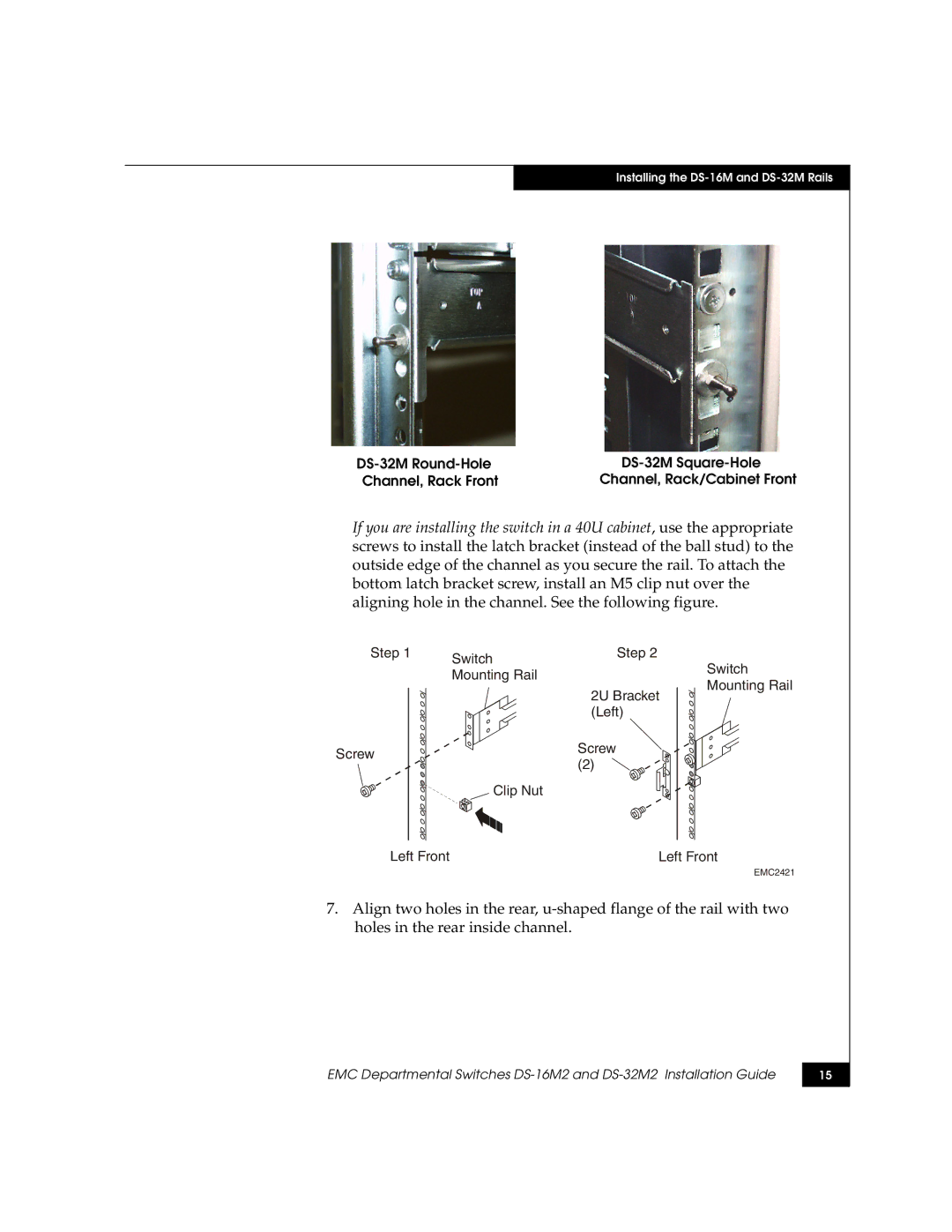 Kraftware Corporation DS-32M2, DS-16M2 installation instructions Step Switch Mounting Rail 