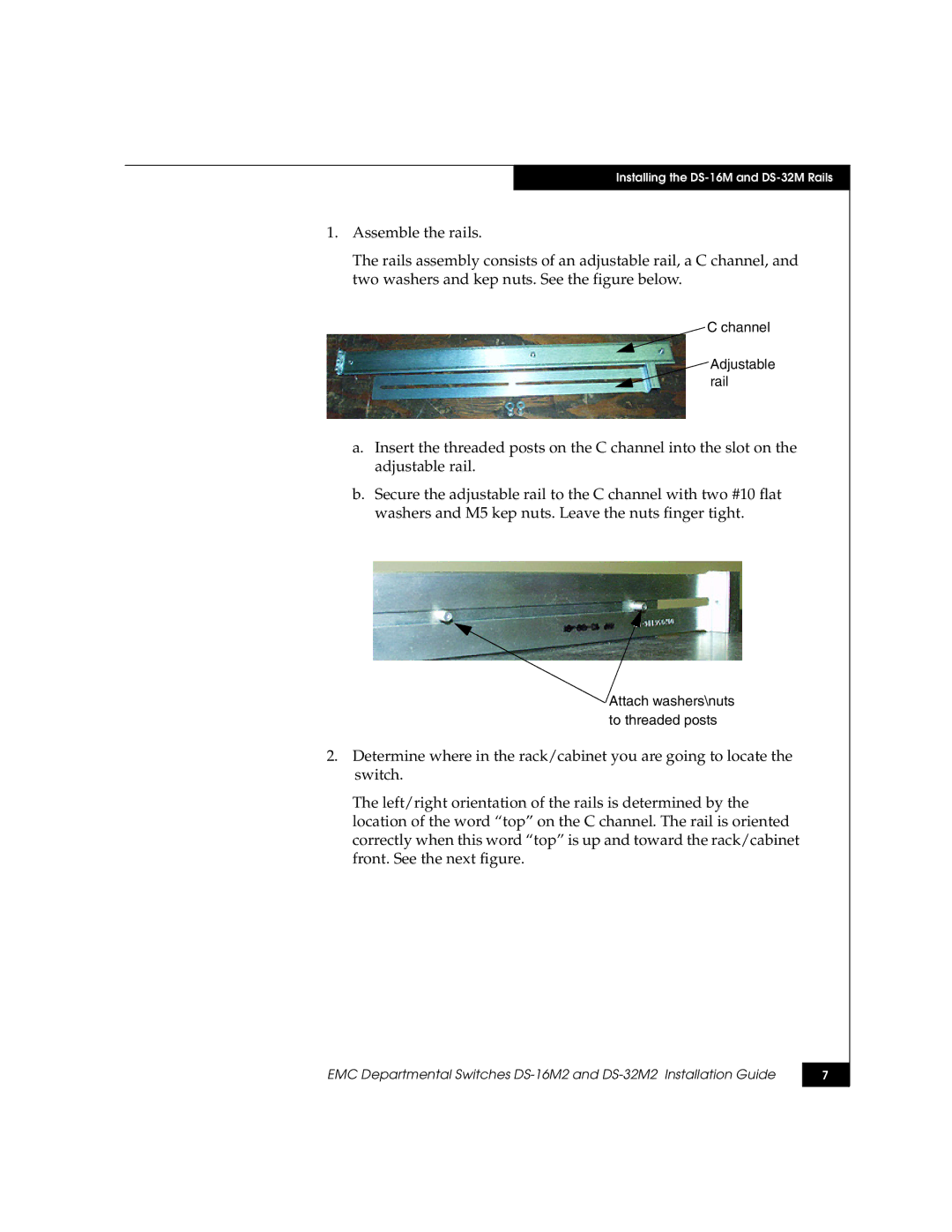 Kraftware Corporation DS-32M2, DS-16M2 installation instructions Channel Adjustable rail 