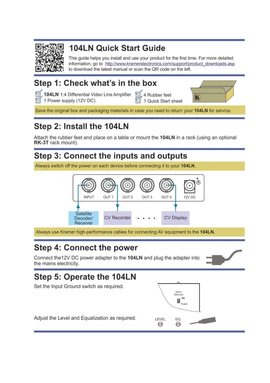 Kramer Electronics 104LN user manual 