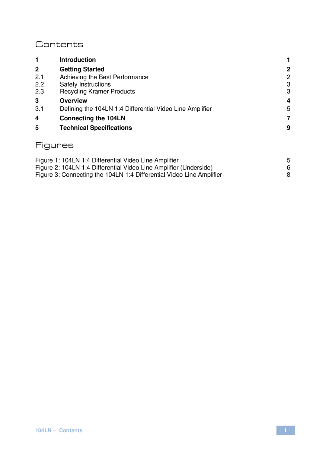 Kramer Electronics 104LN user manual Figures 