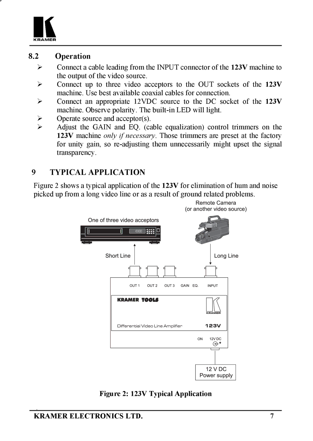 Kramer Electronics user manual 123V Typical Application 