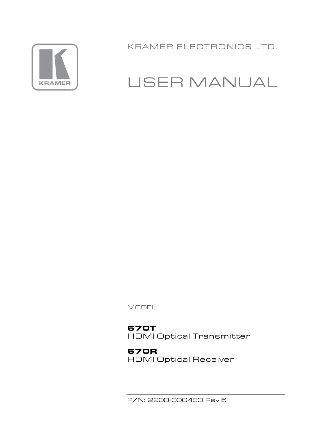 Kramer Electronics 2900-000483 user manual 670T 