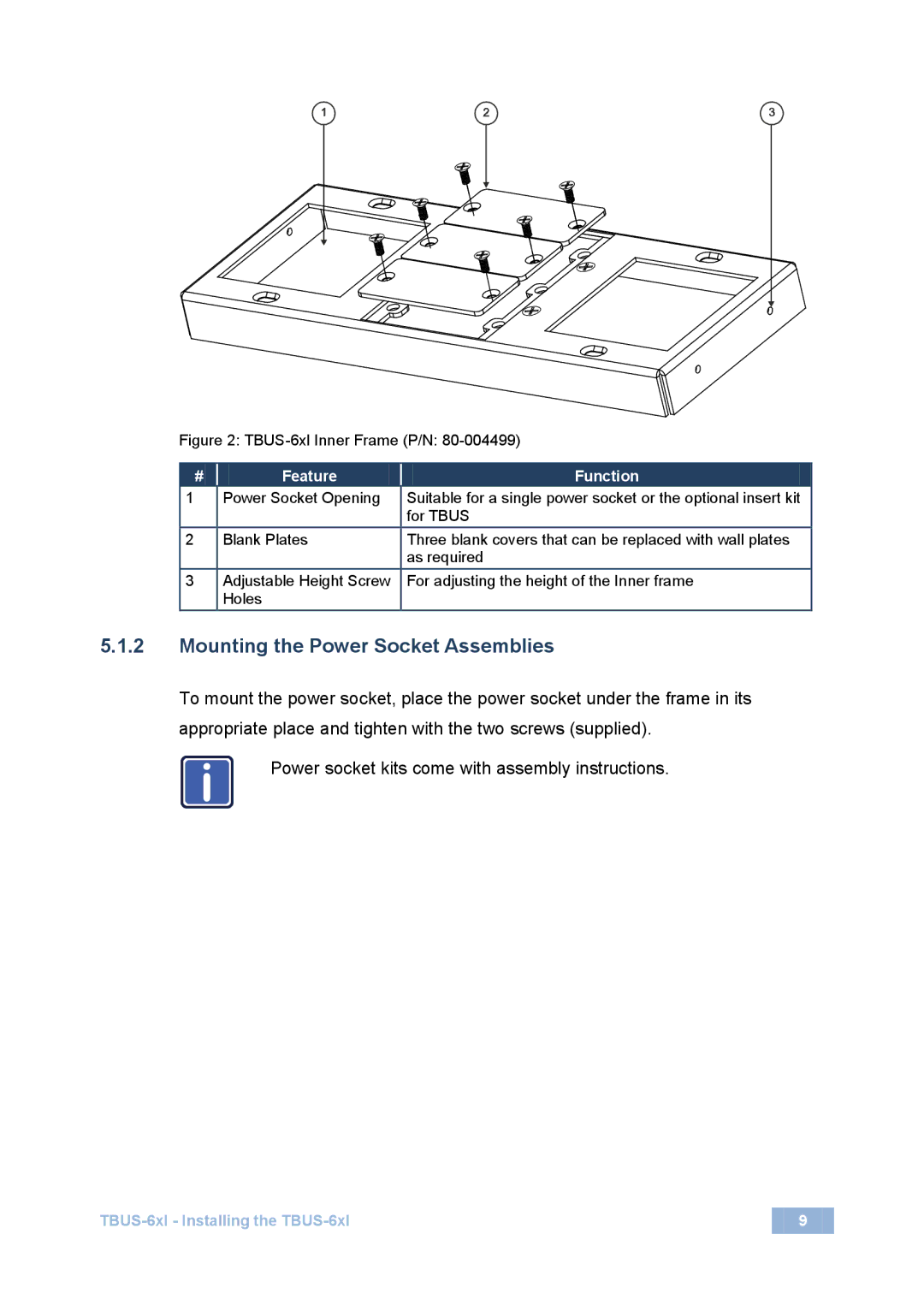 Kramer Electronics 2900-3000730 Rev 2 user manual Mounting the Power Socket Assemblies 