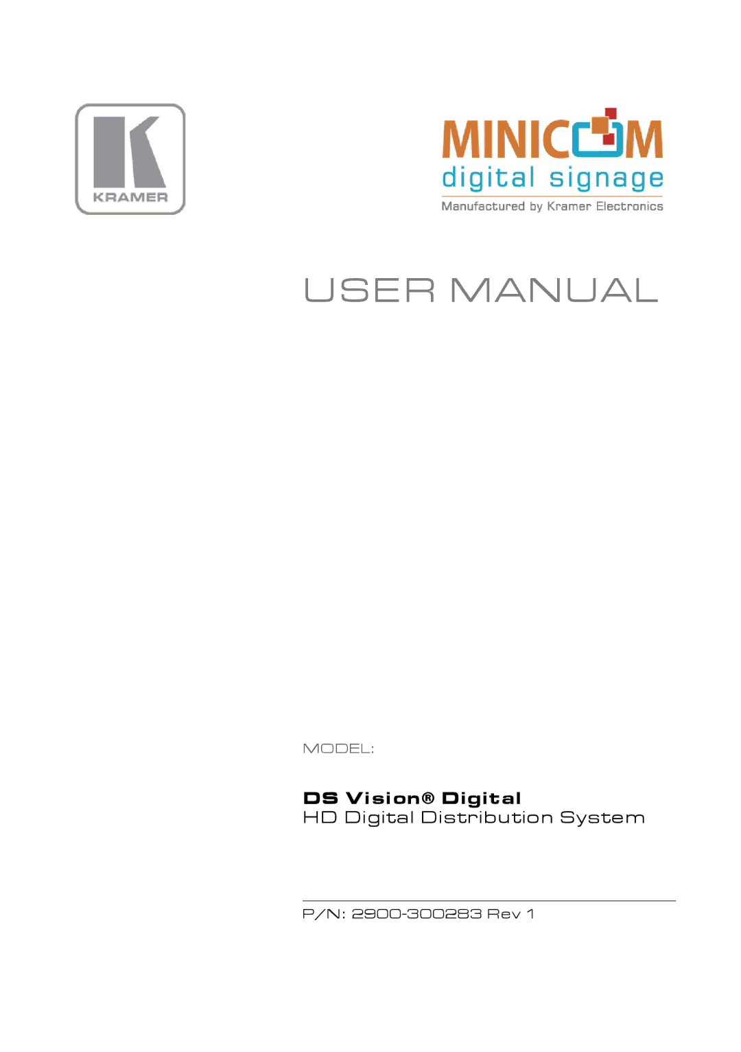 Kramer Electronics 2900-300283 user manual DS Vision Digital 