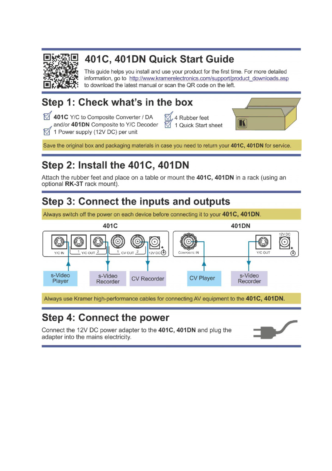 Kramer Electronics 401C user manual 