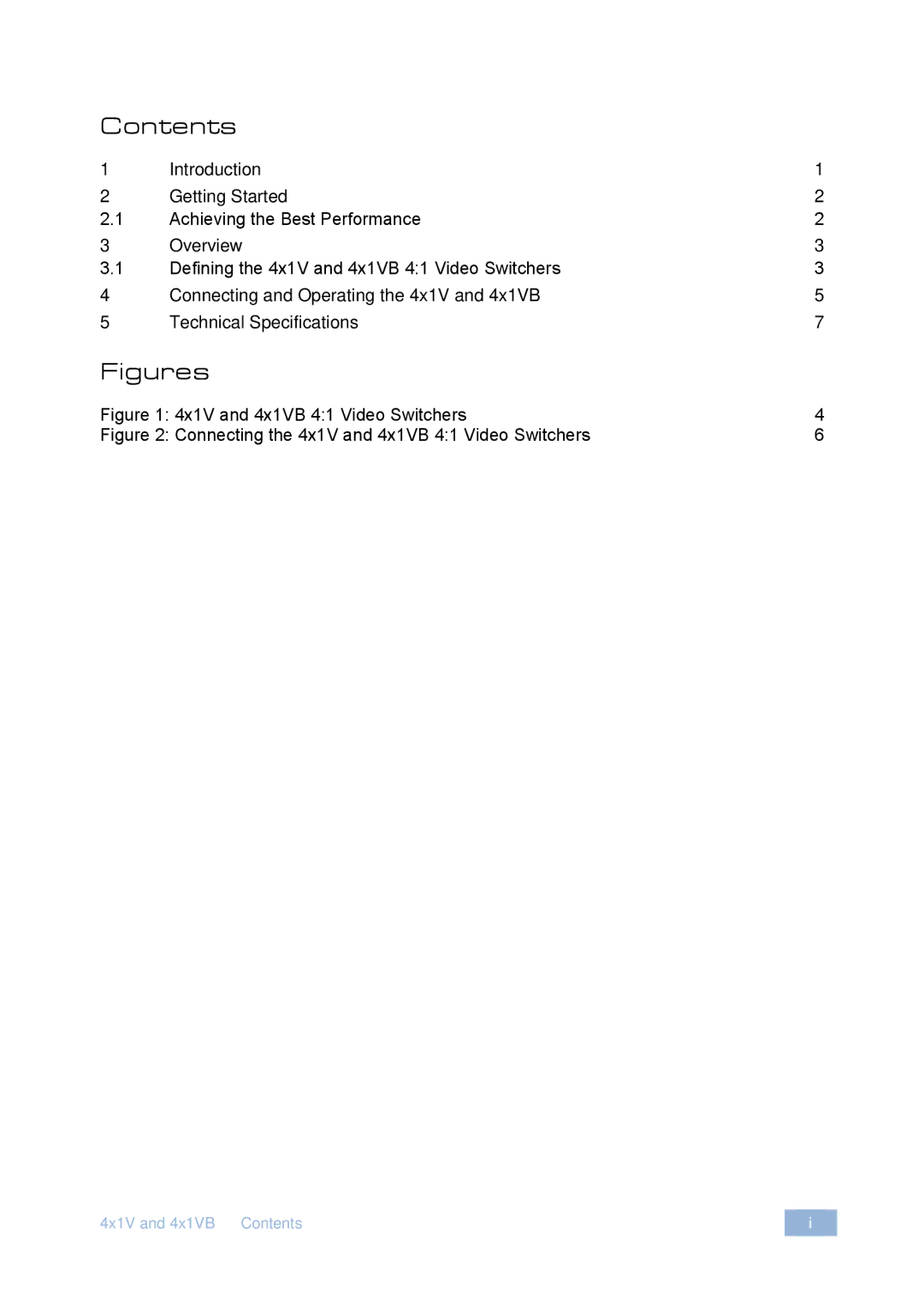 Kramer Electronics 4x1V user manual Figures 