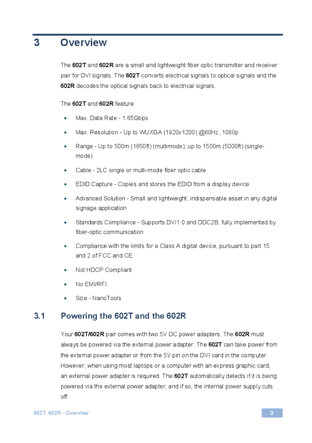 Kramer Electronics user manual Overview, Powering the 602T and the 602R 