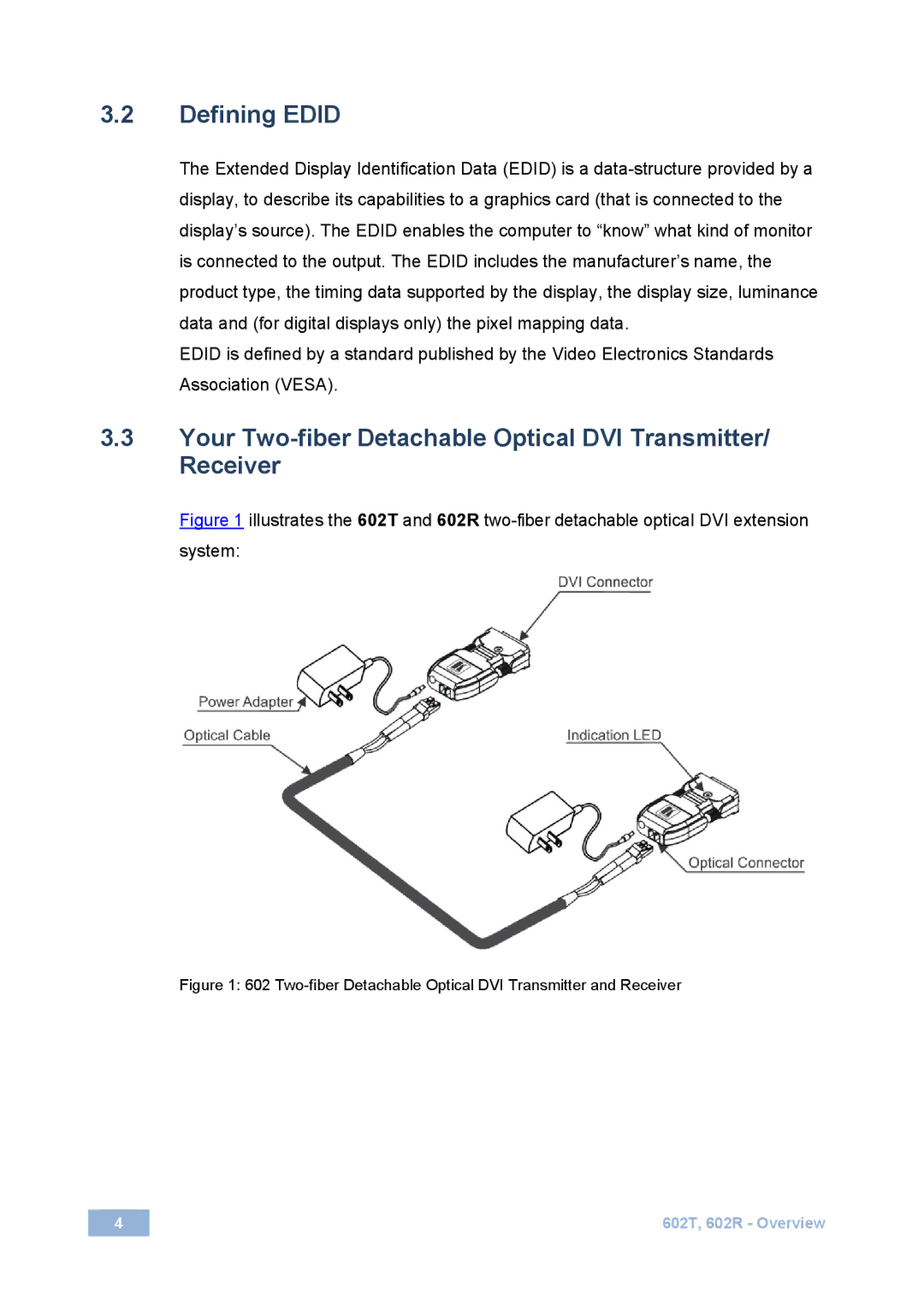 Kramer Electronics 602T user manual Defining Edid, Your Two-fiber Detachable Optical DVI Transmitter/ Receiver 