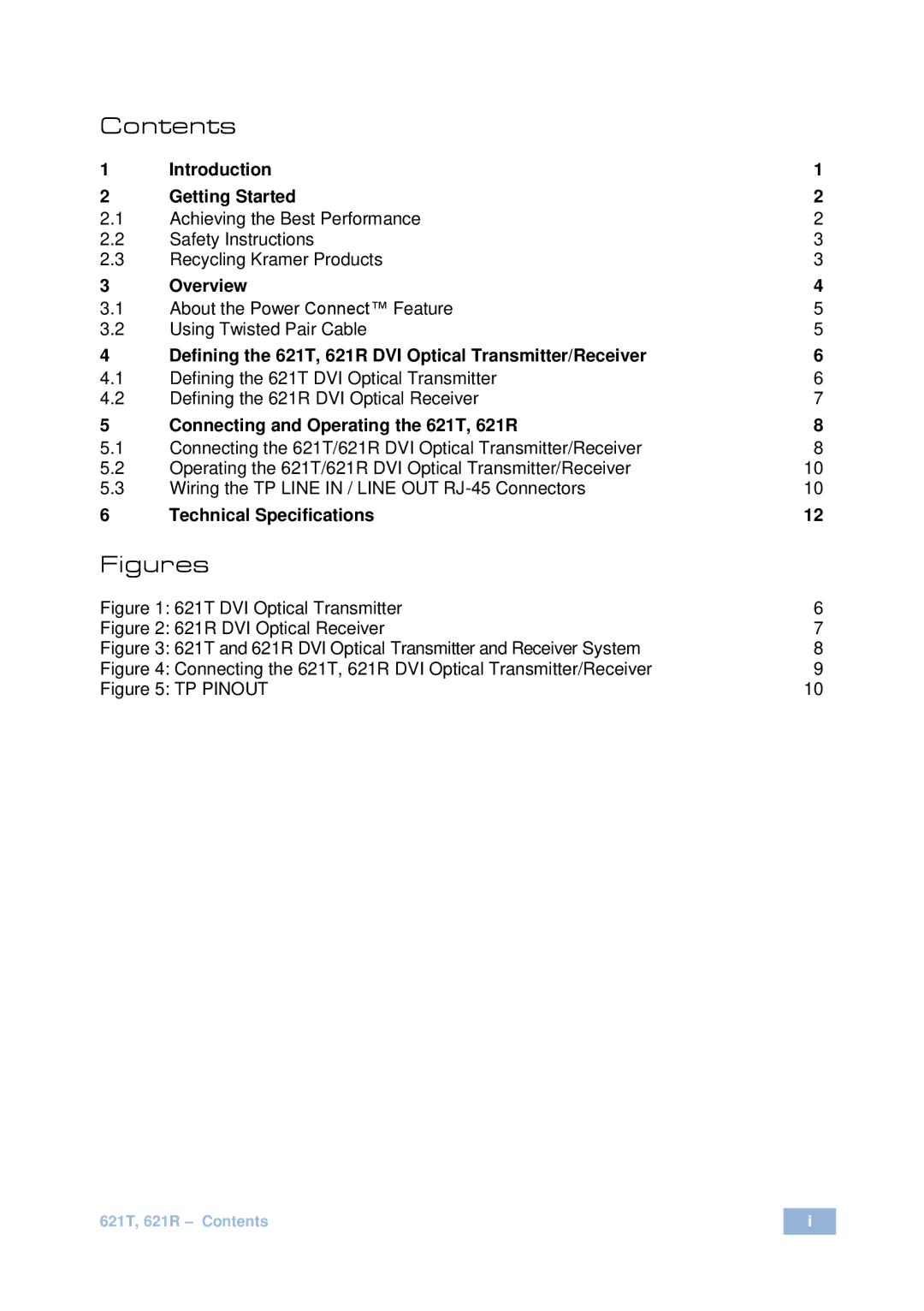 Kramer Electronics 621T user manual Figures 