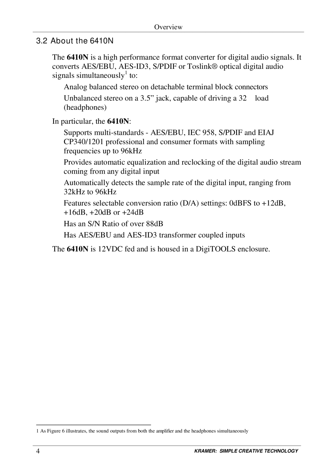 Kramer Electronics 6410N user manual Dc U 