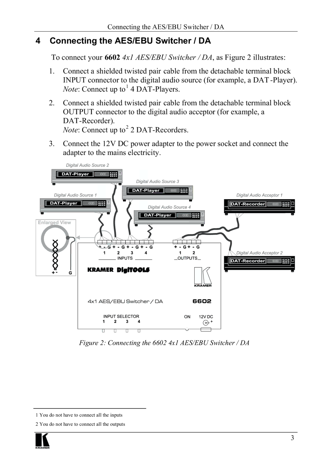 Kramer Electronics 6602 manual RQQHFWLQJWKH$6%86ZLWFKHU$, 1RWH&RQQHFWXSWR$73OD\HUV, 1RWH&RQQHFWXSWR$75HFRUGHUV 