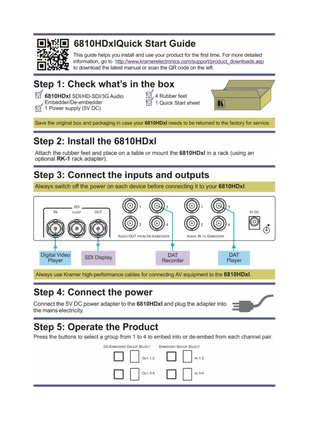 Kramer Electronics 6810HDx1 user manual 