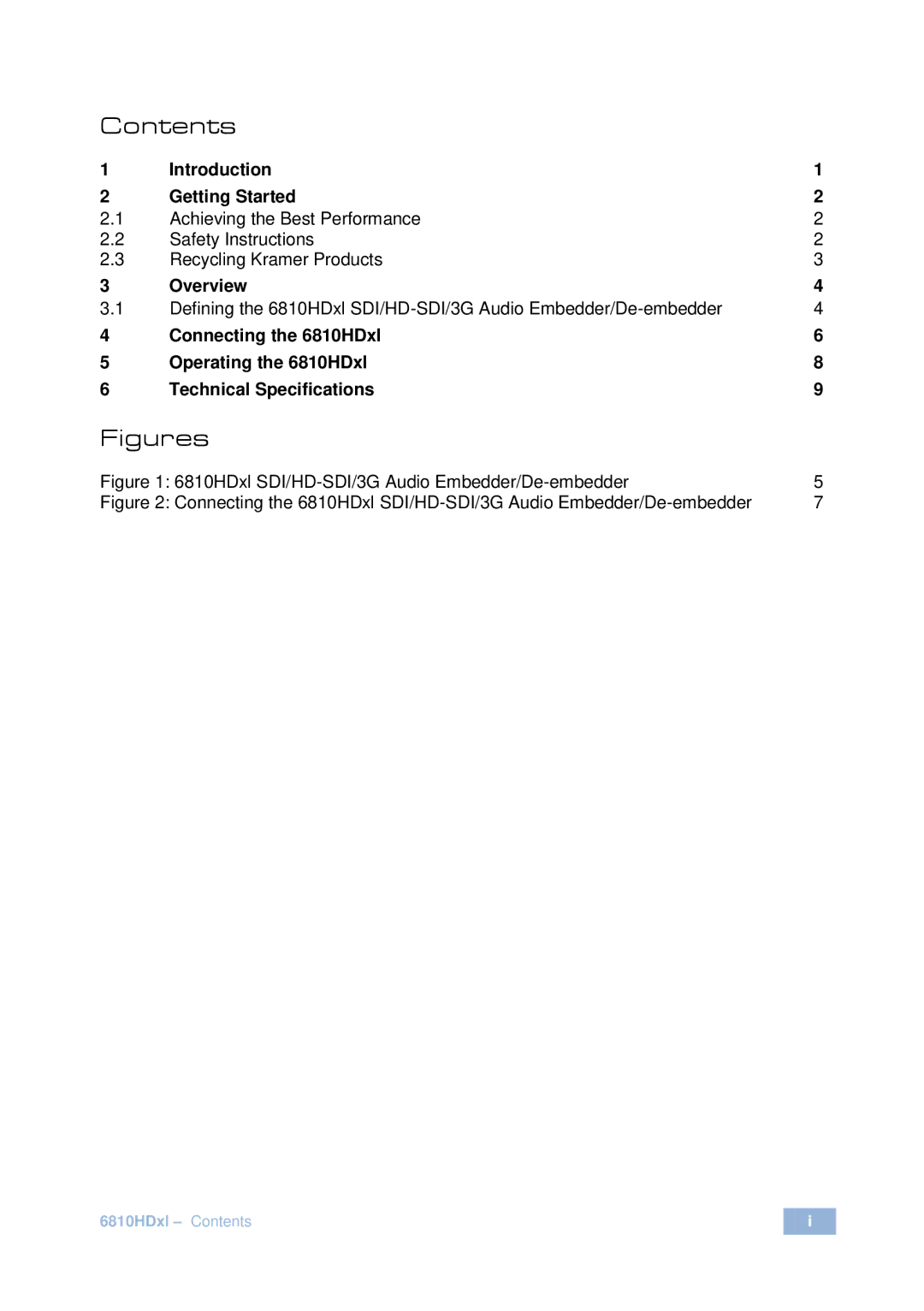 Kramer Electronics 6810HDx1 user manual Figures 