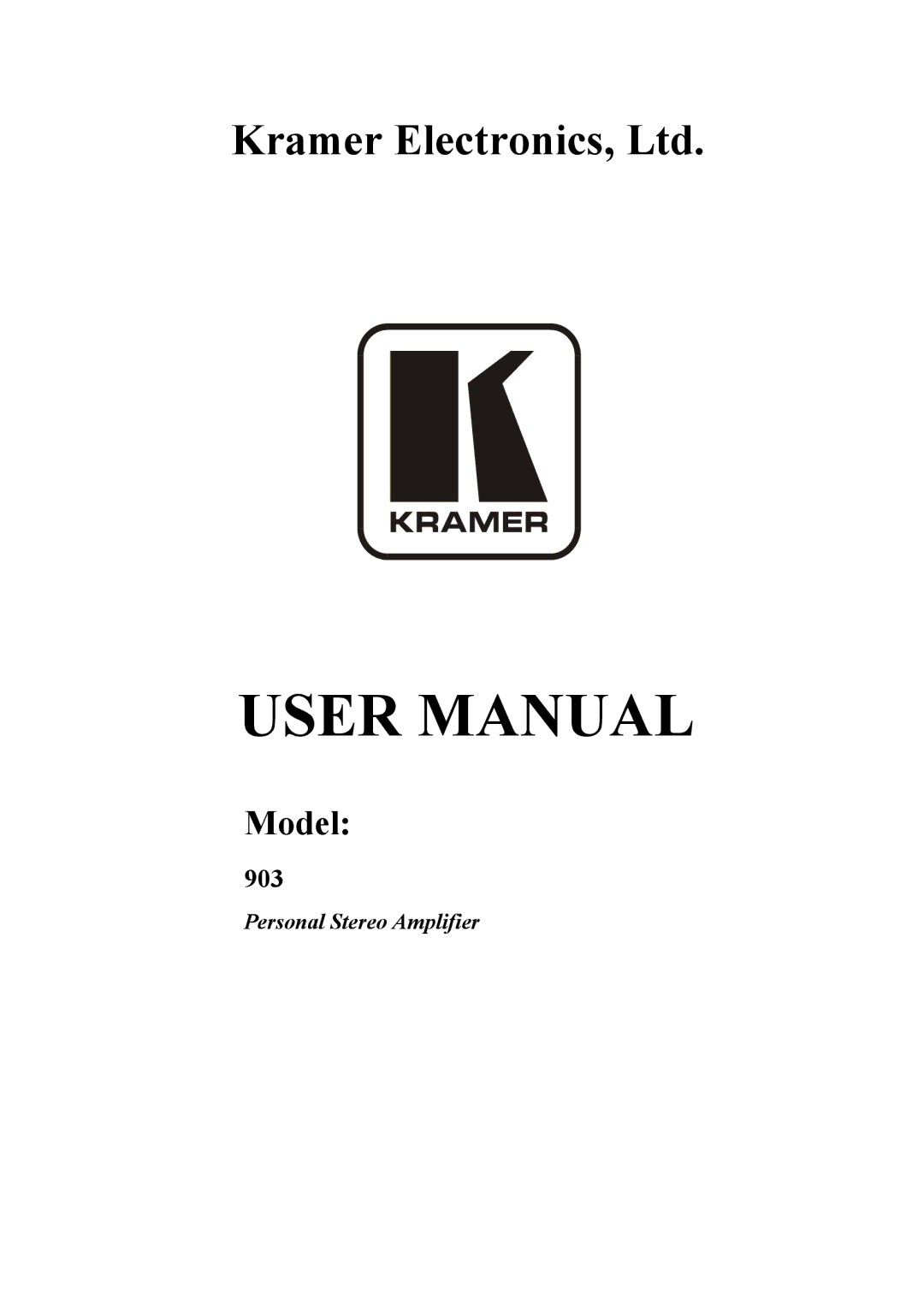 Kramer Electronics 903 user manual Model 