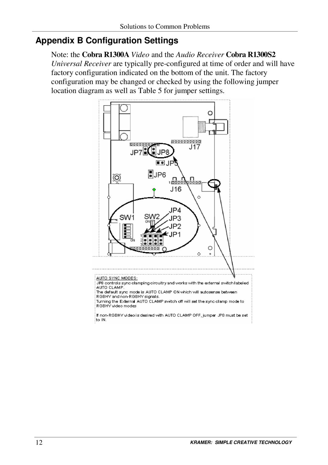 Kramer Electronics Cobra R1300A user manual Appendix B Configuration Settings 