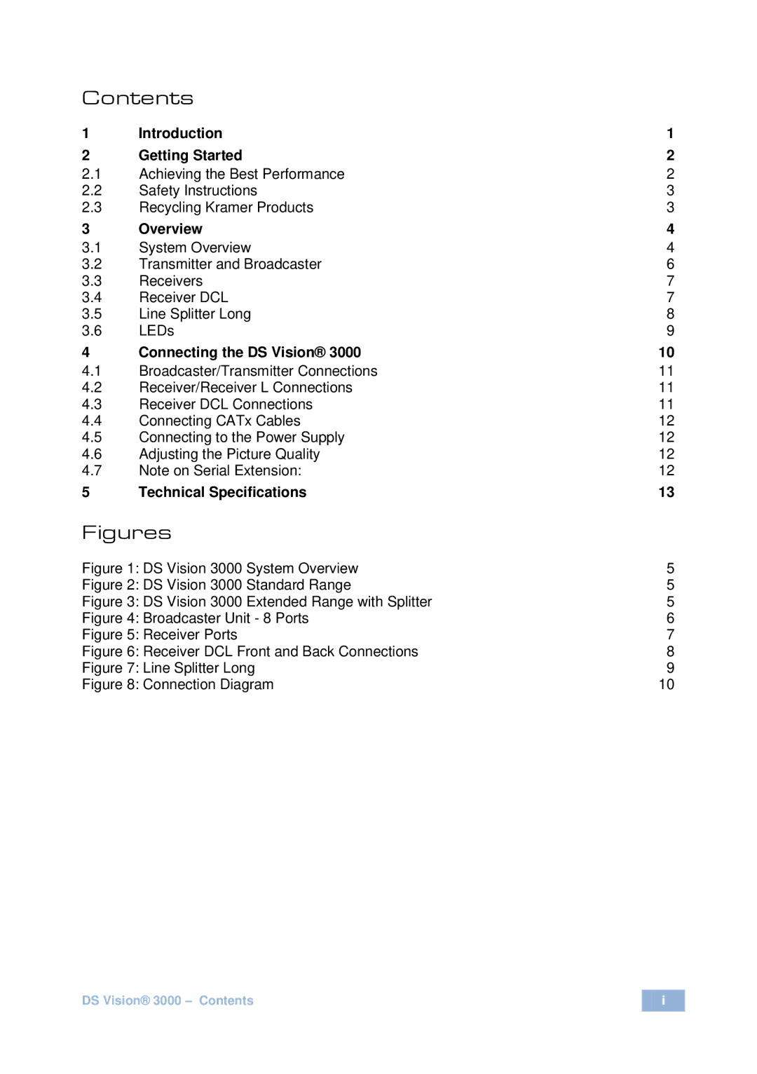 Kramer Electronics DS Vision 3000 user manual Figures 