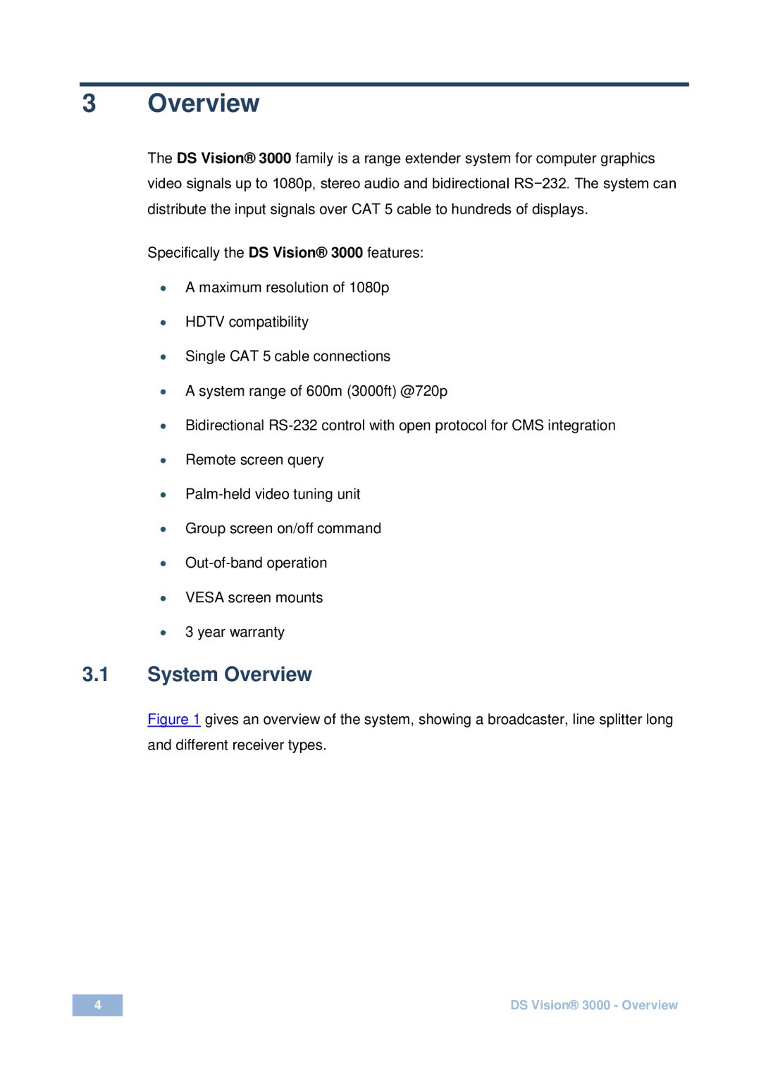 Kramer Electronics DS Vision 3000 user manual System Overview 