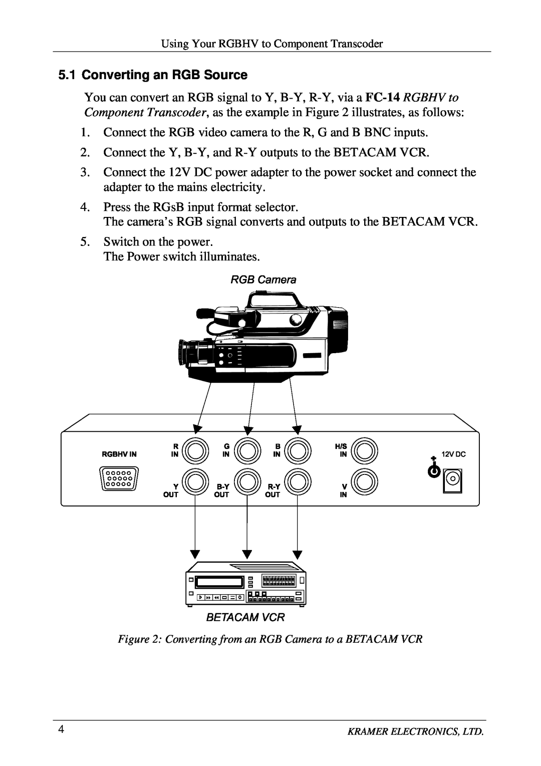 Kramer Electronics FC-14 user manual Converting an RGB Source 