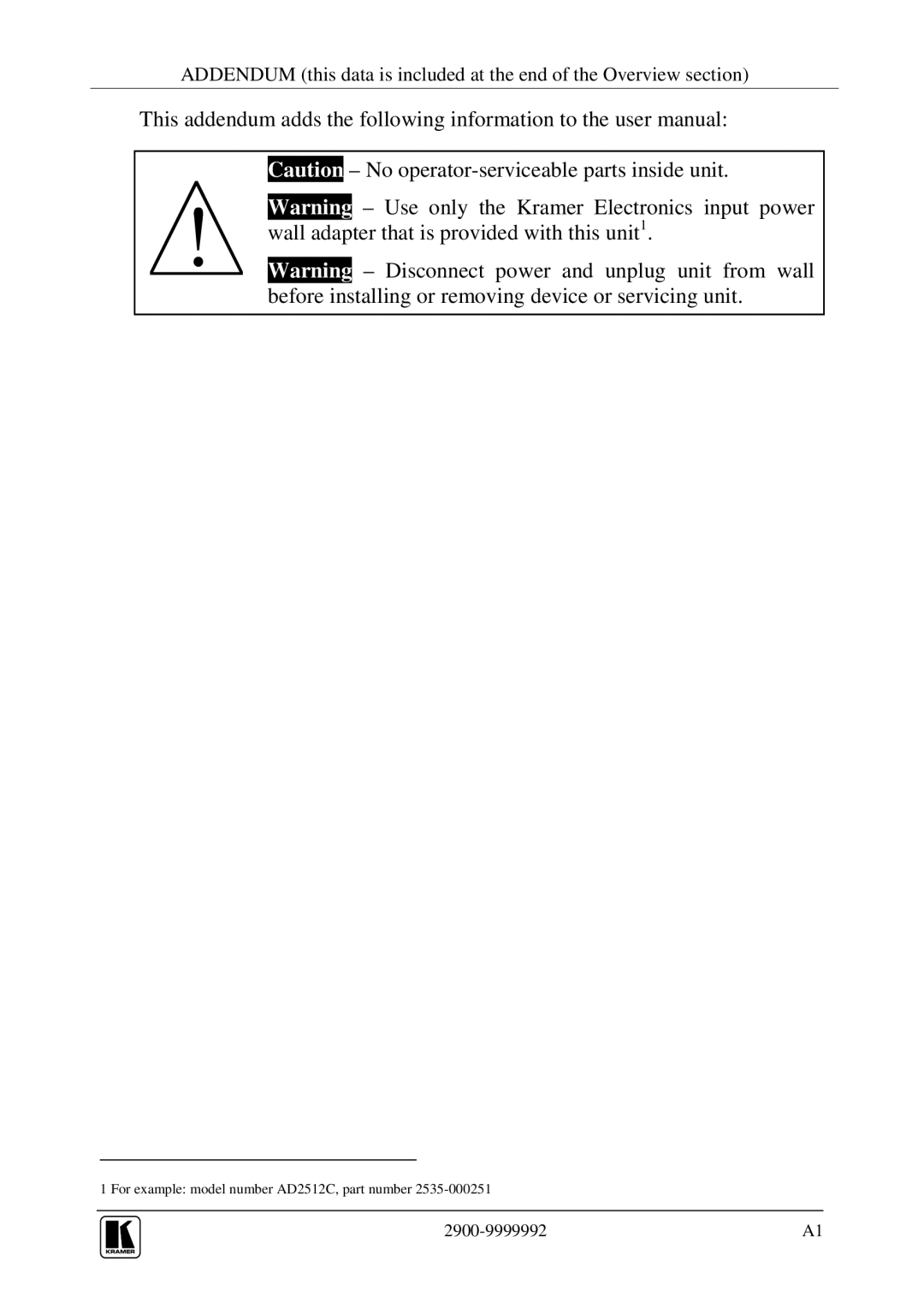 Kramer Electronics FC-15 user manual 2900-9999992 