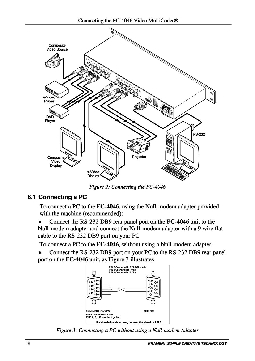 Kramer Electronics user manual Connecting a PC, Connecting the FC-4046 