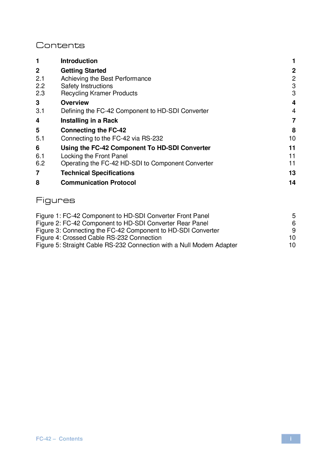 Kramer Electronics fc-42 user manual Figures 