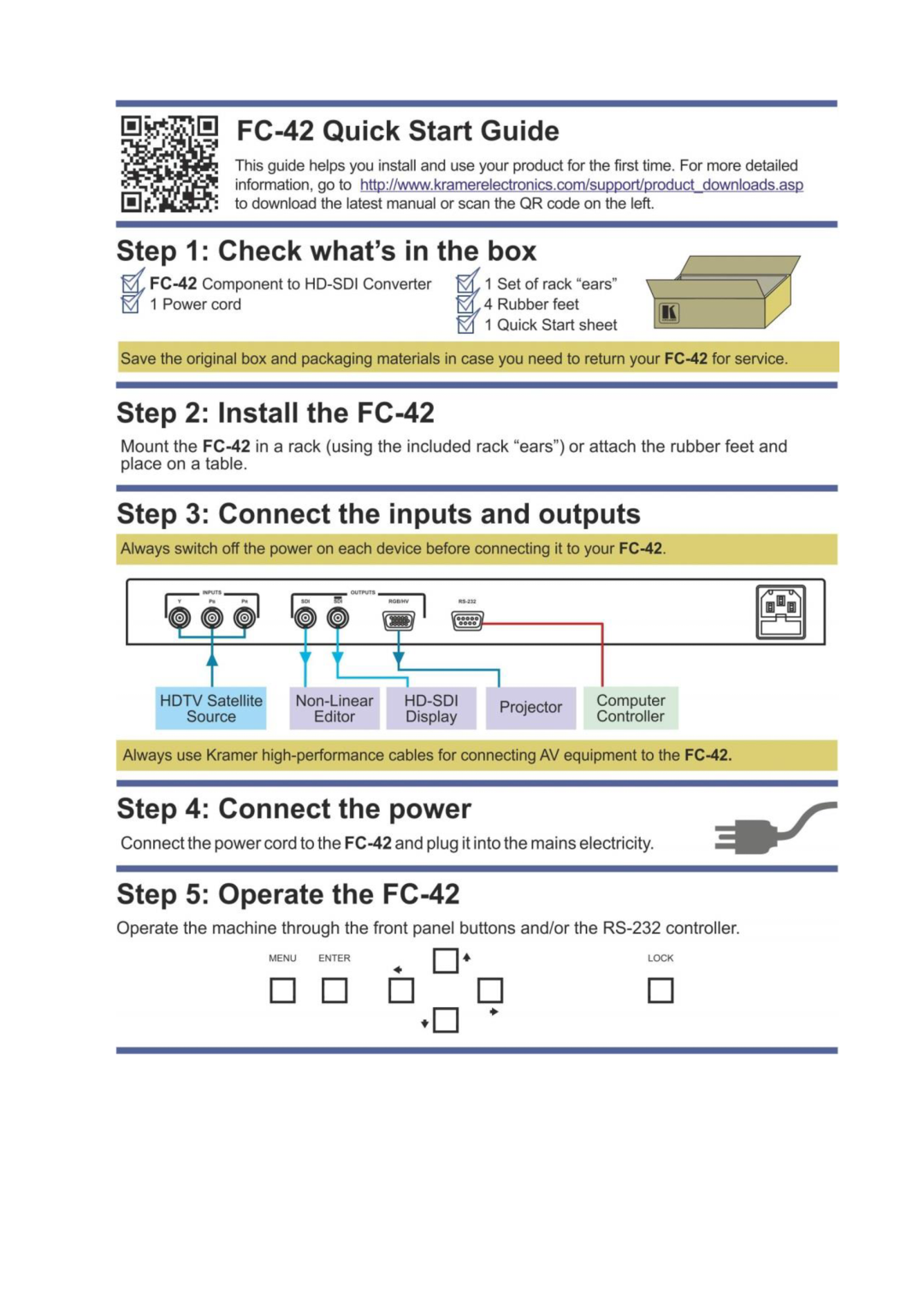 Kramer Electronics fc-42 user manual 