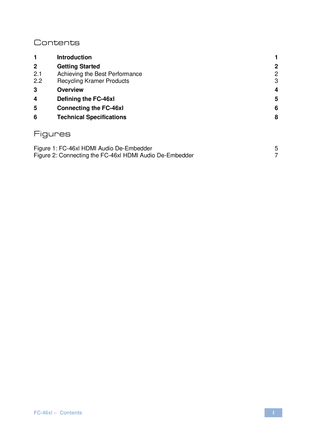 Kramer Electronics fc-46xI user manual Figures 