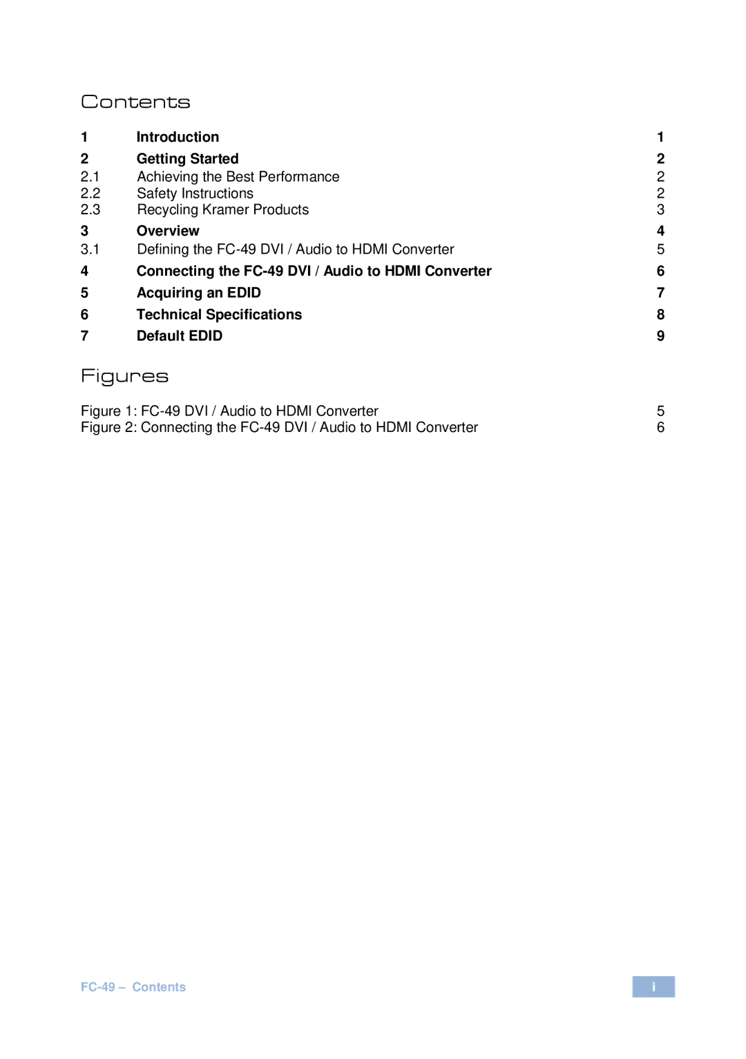 Kramer Electronics FC-49 user manual Figures 