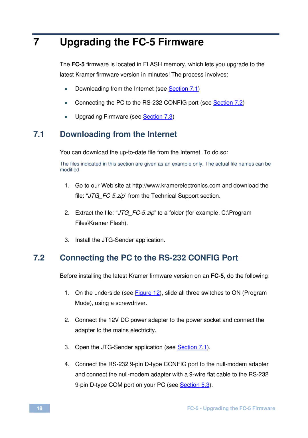 Kramer Electronics user manual Upgrading the FC-5 Firmware, Downloading from the Internet 