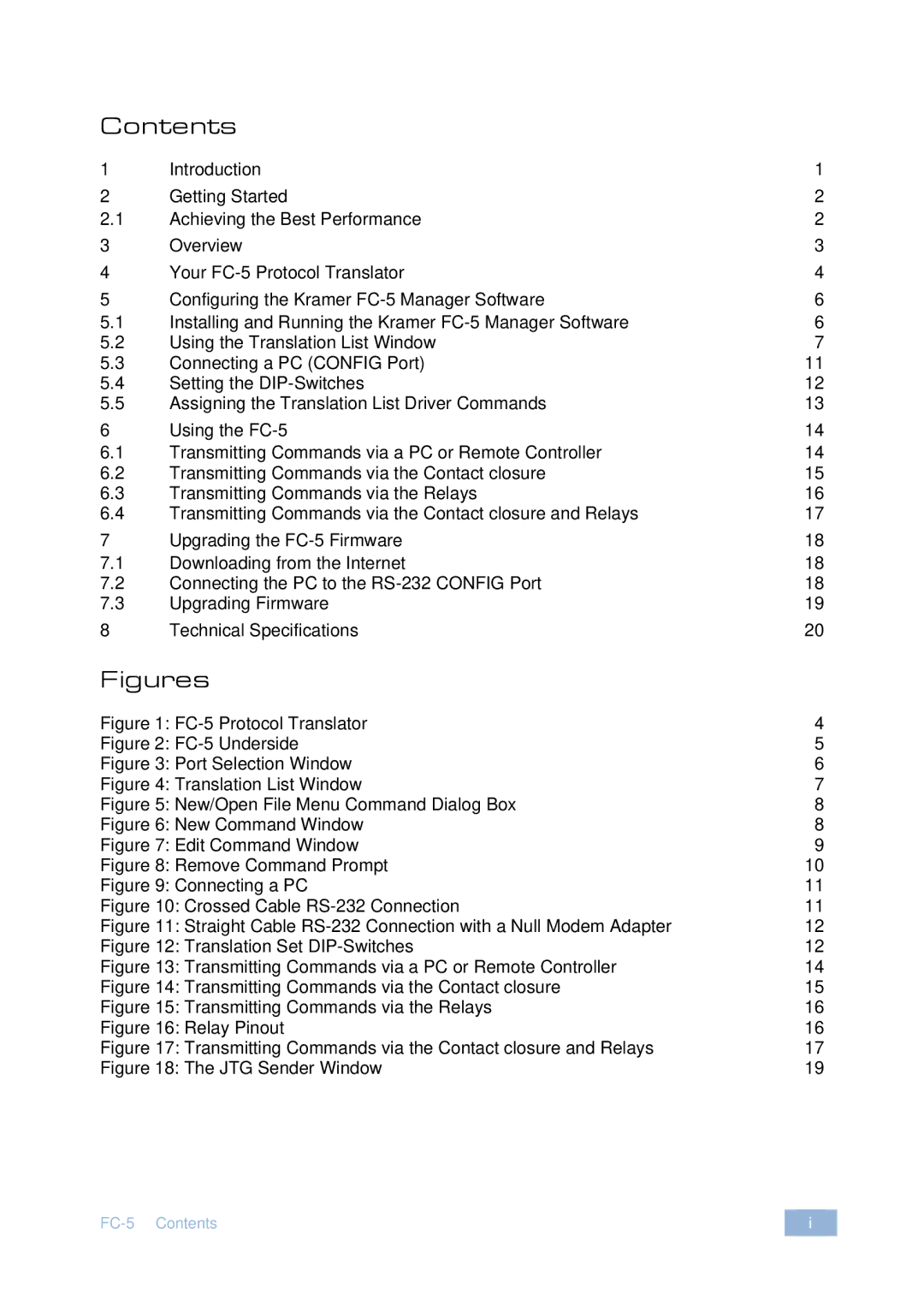 Kramer Electronics FC-5 user manual Figures 