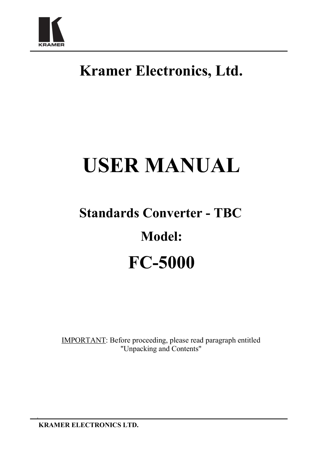 Kramer Electronics FC-5000 manual 8650$18$ 