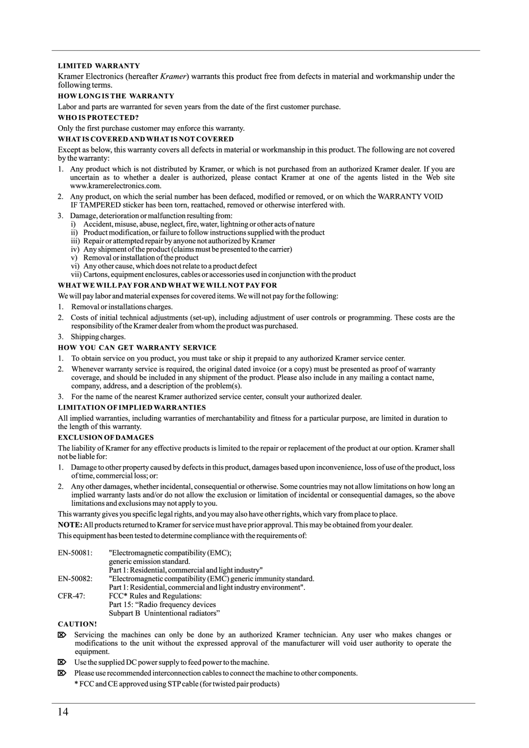 Kramer Electronics FC-8 user manual 