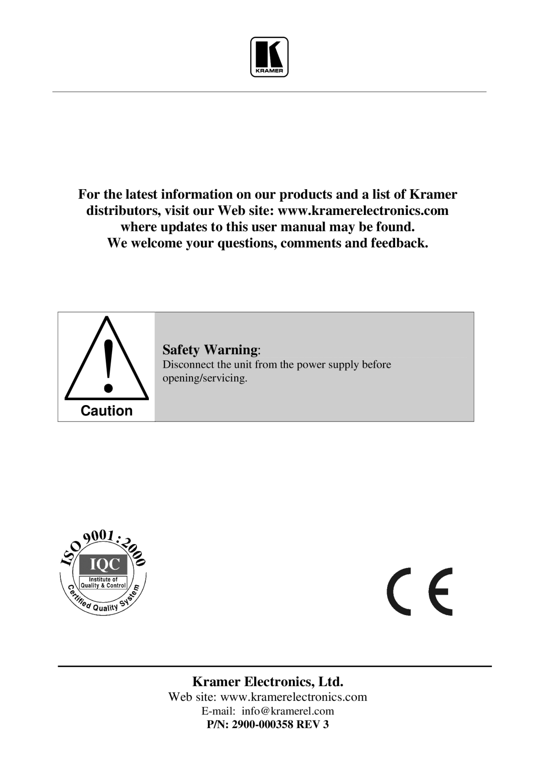 Kramer Electronics FC-8 user manual 2900-000358 REV 