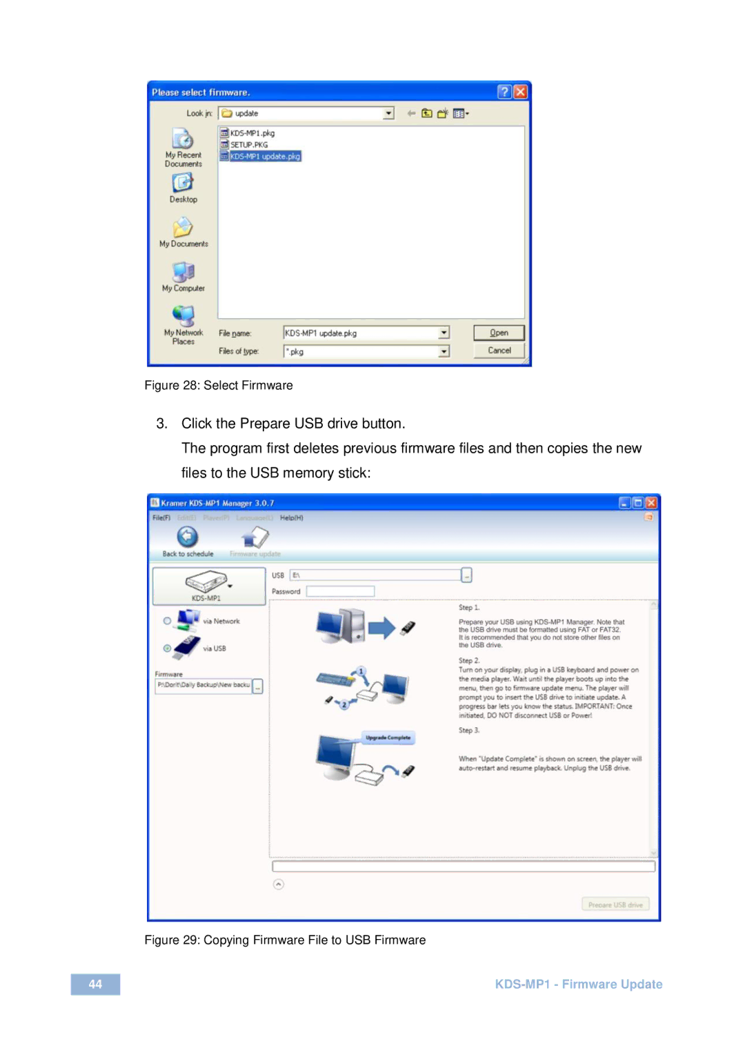 Kramer Electronics KDS-MP1 user manual Select Firmware 