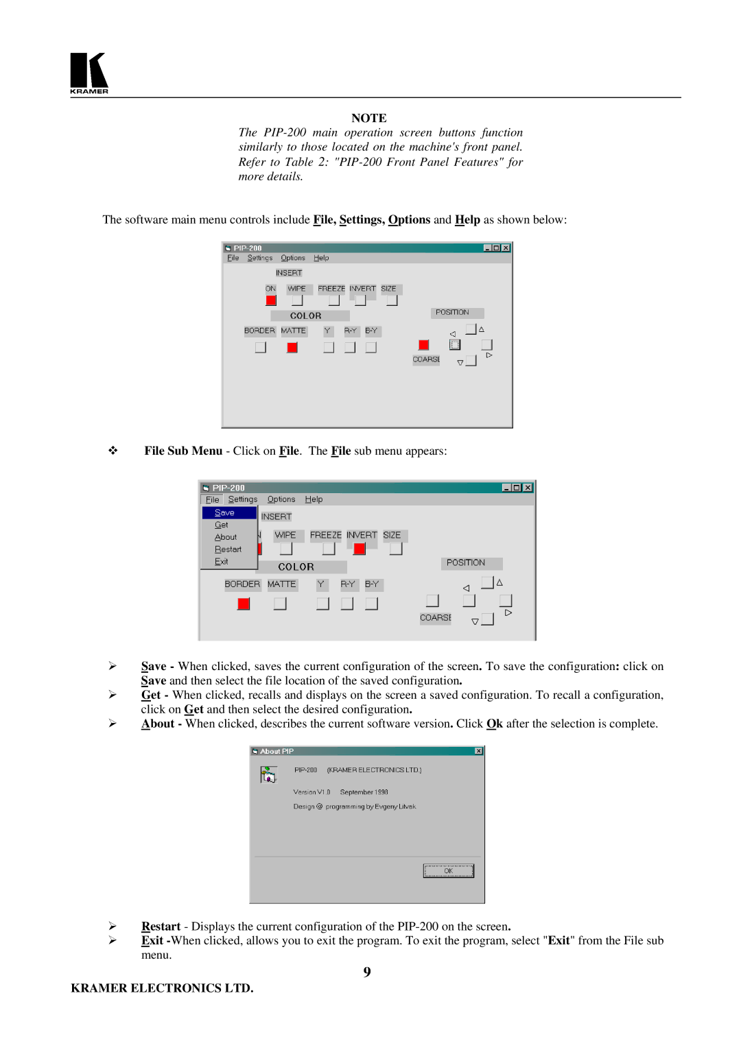 Kramer Electronics PIP-200 user manual 