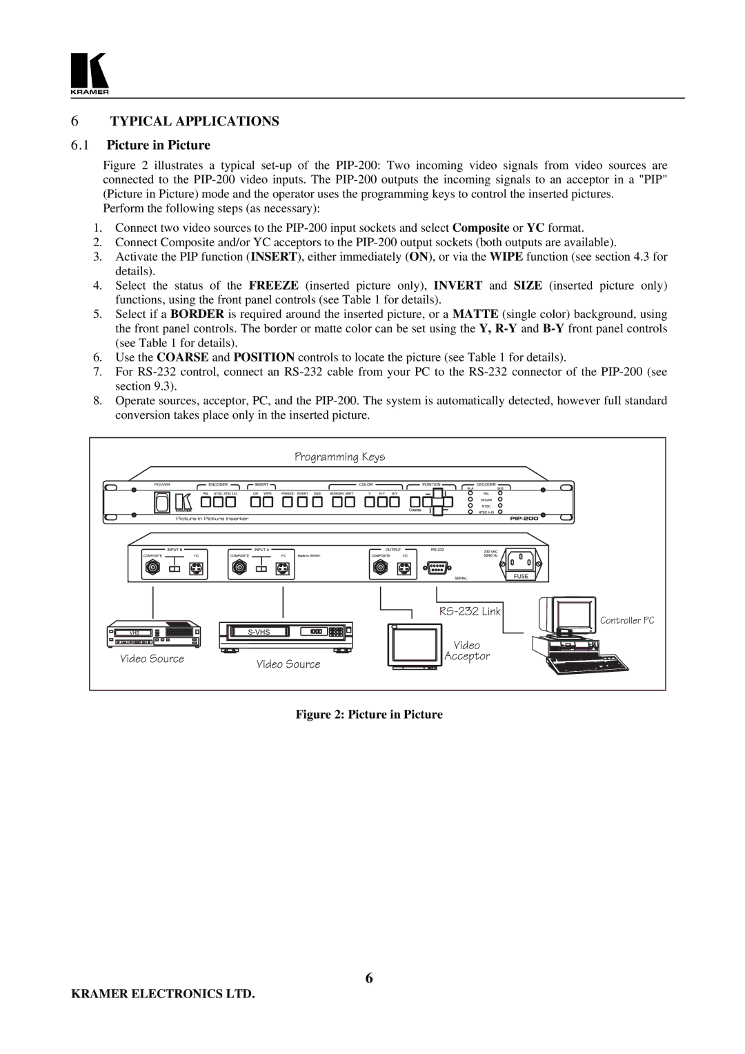 Kramer Electronics PIP-200 user manual Typical Applications, Picture in Picture 