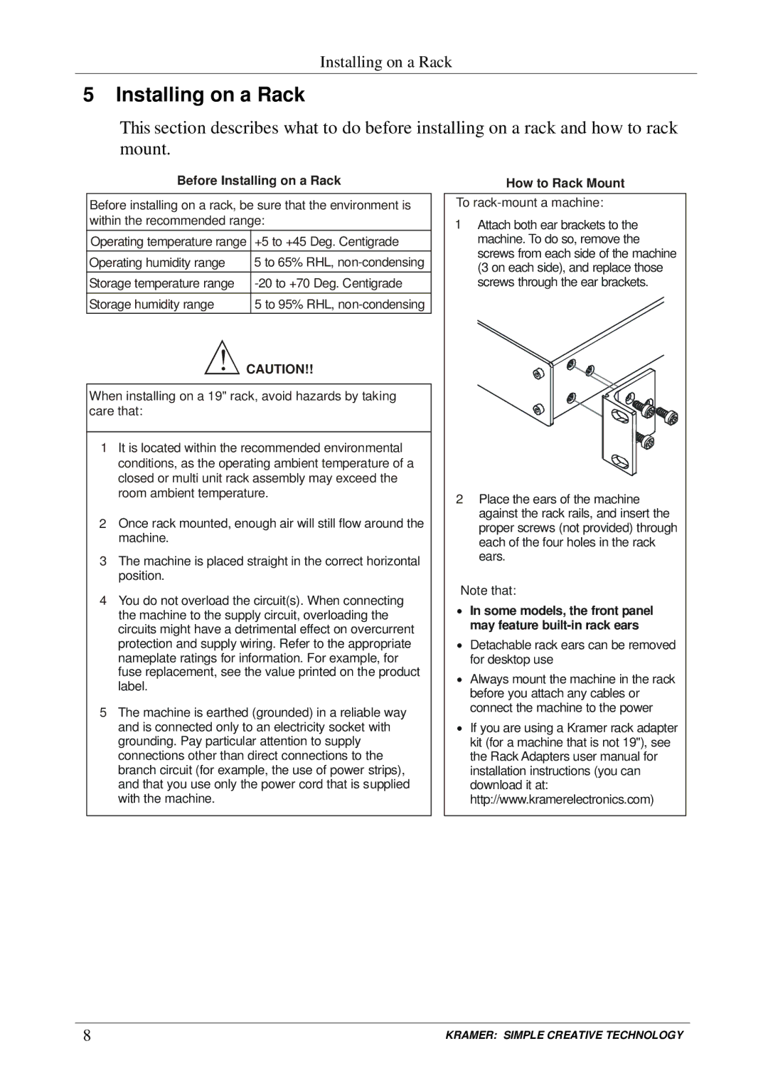 Kramer Electronics PIP-200xl, PIP-300 user manual Before Installing on a Rack 