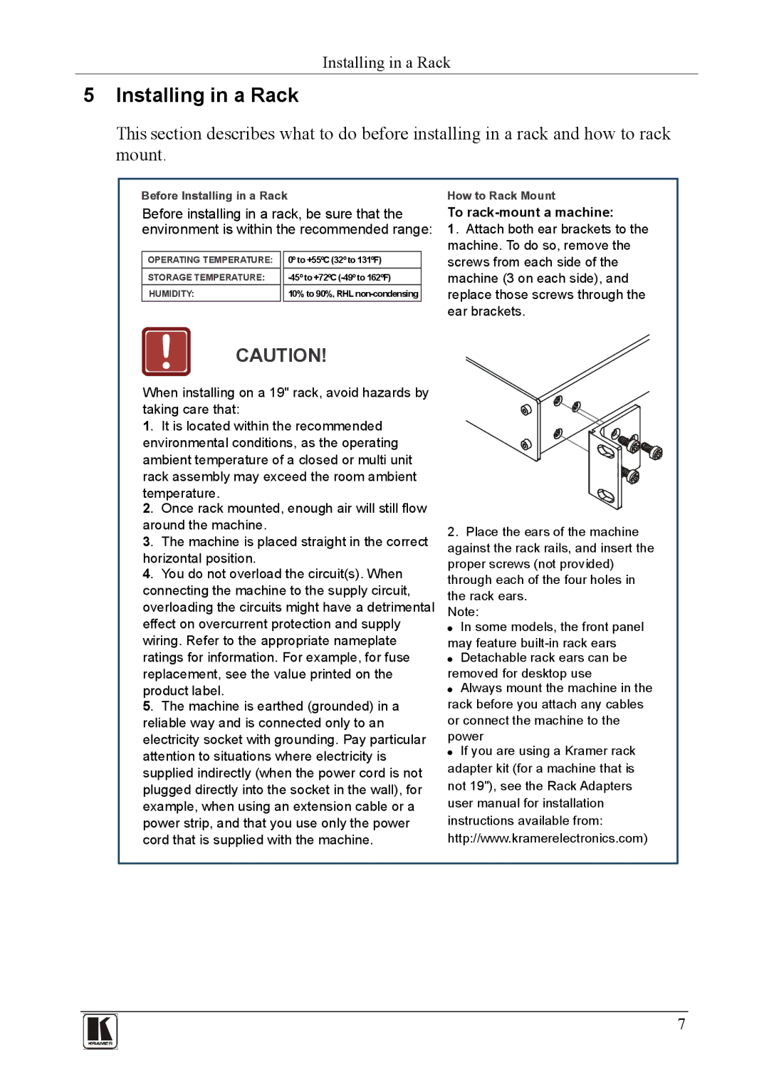 Kramer Electronics PL-150 user manual Before Installing in a Rack 