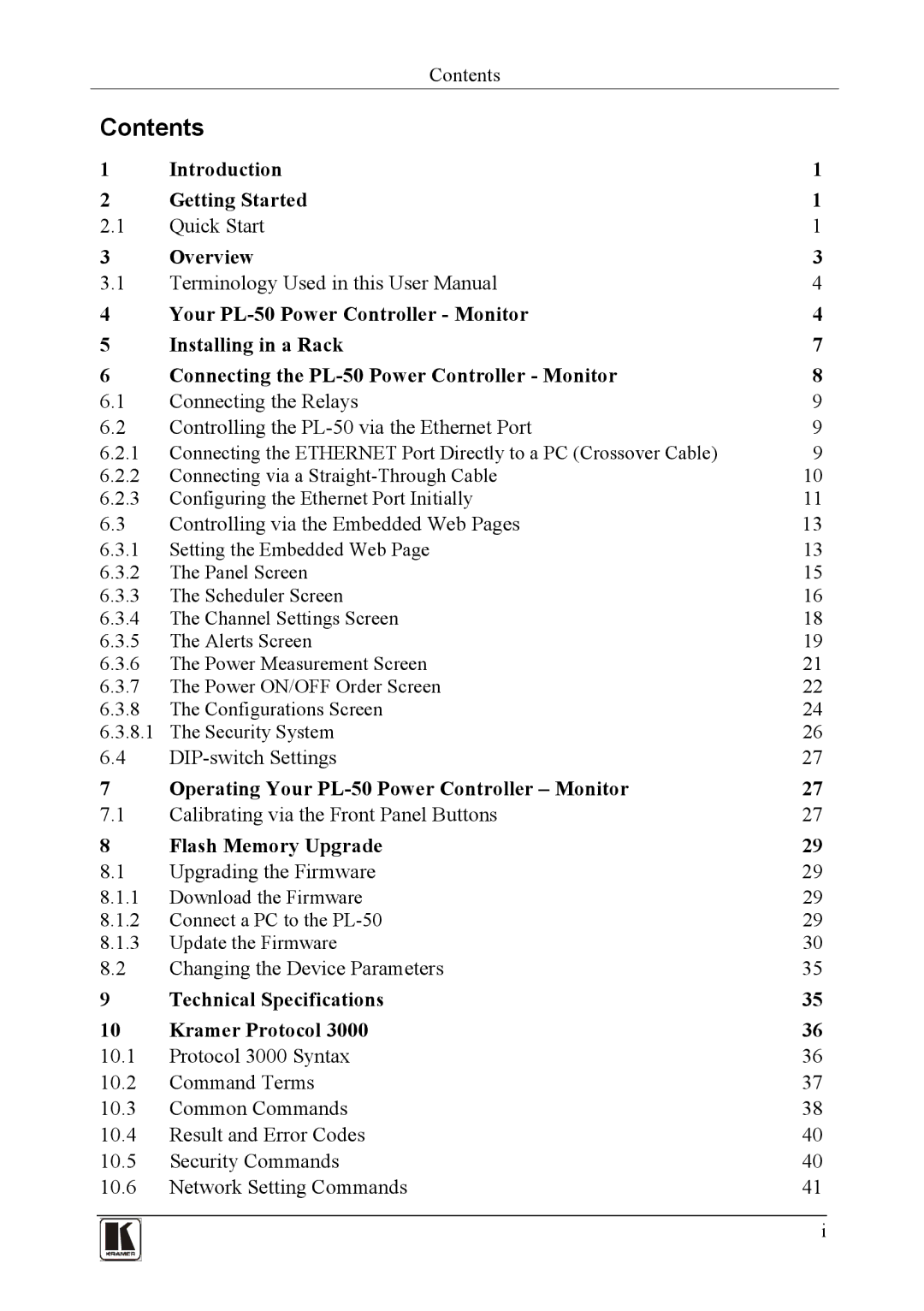 Kramer Electronics PL-150 user manual Contents 
