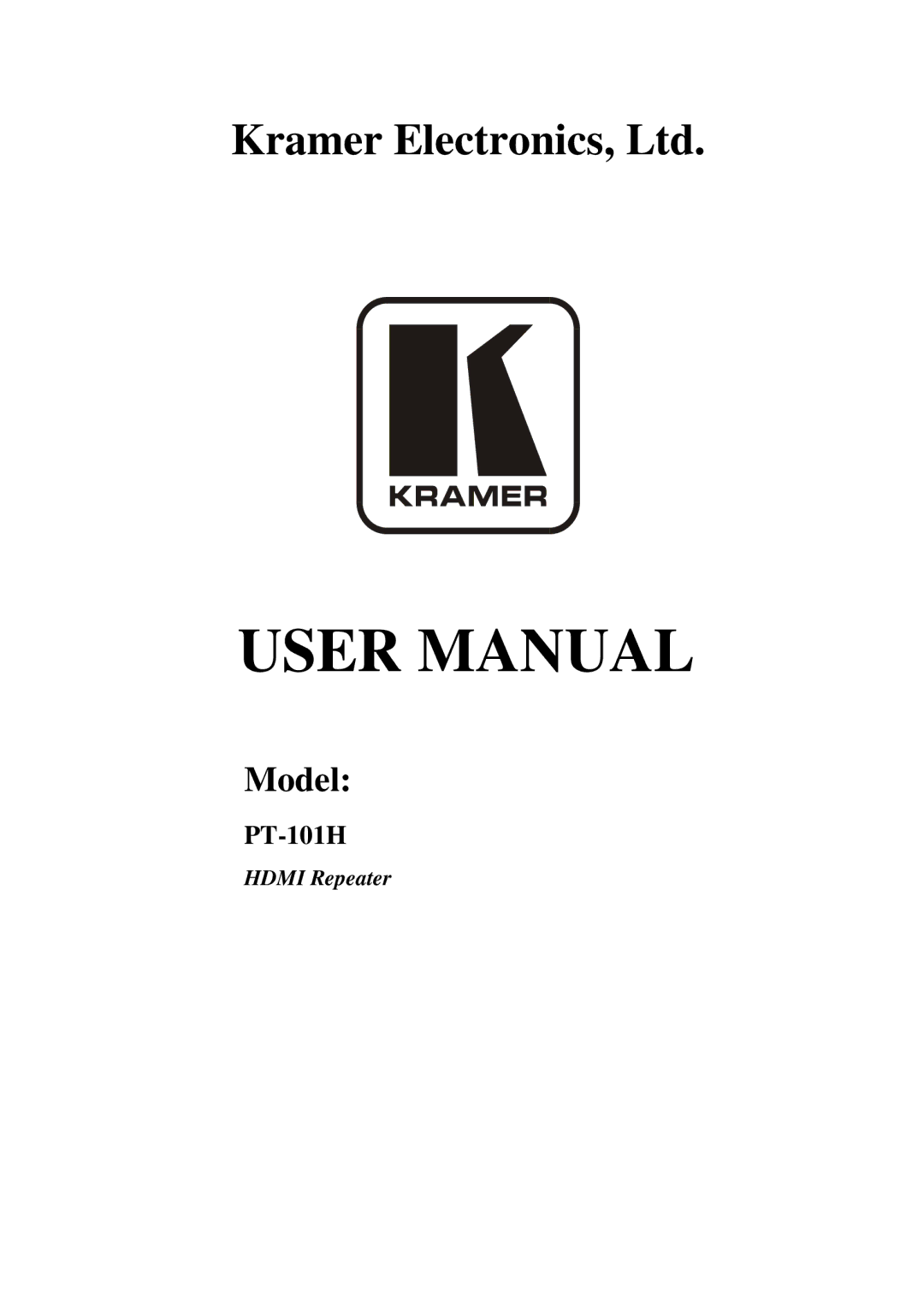 Kramer Electronics PT-101H user manual Model 